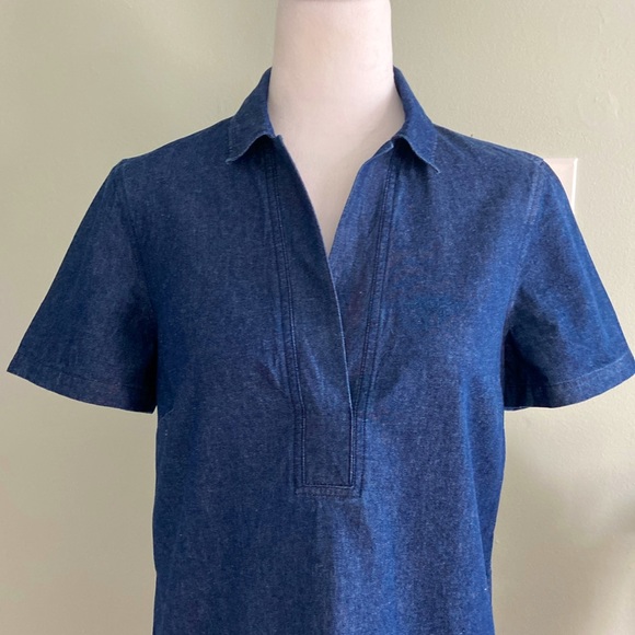 Draper James Collared Chambray Shift Dress NWOT size 4 - Picture 3 of 9